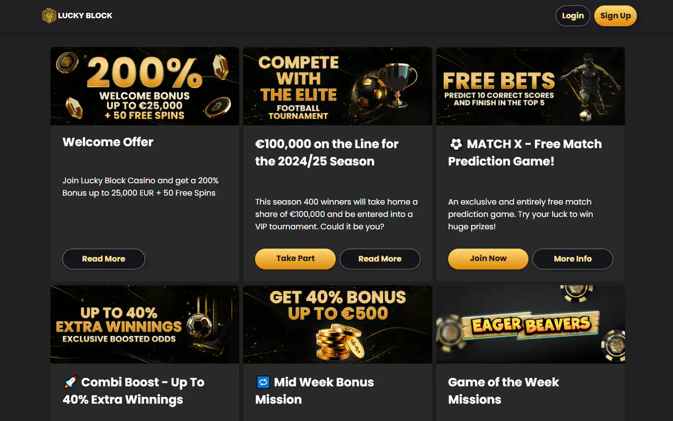 Lucky block casino bonuses